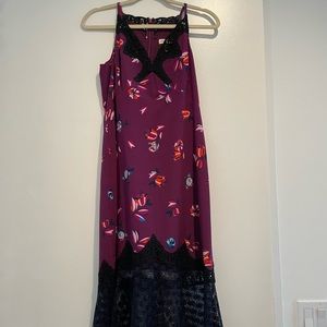 Beautiful lace contrast midi length dress